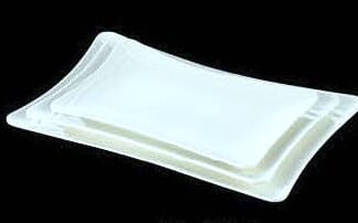 18" White Concaved Rectangular  Ceramic Platter