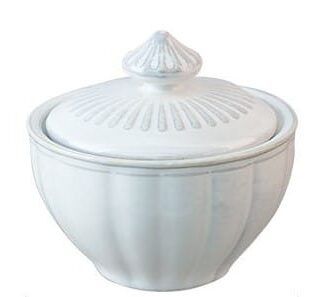 White Zigzag Ceramic Sugar Bowl - 7 Oz.