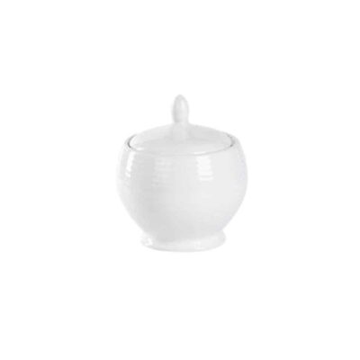 White Lined Ceramic Sugar Bowl - 8 Oz.