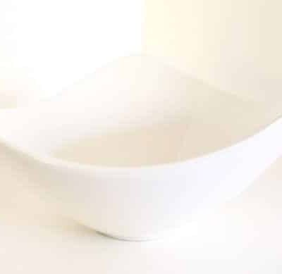 13" Triangular Curved White Serving Bowl